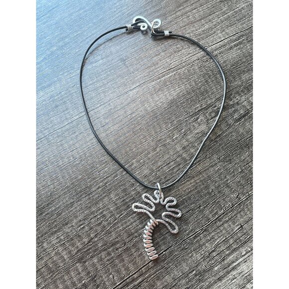 The Artist Jay palm tree pendant 9" black leather cord Southwestern large bold - Picture 1 of 8